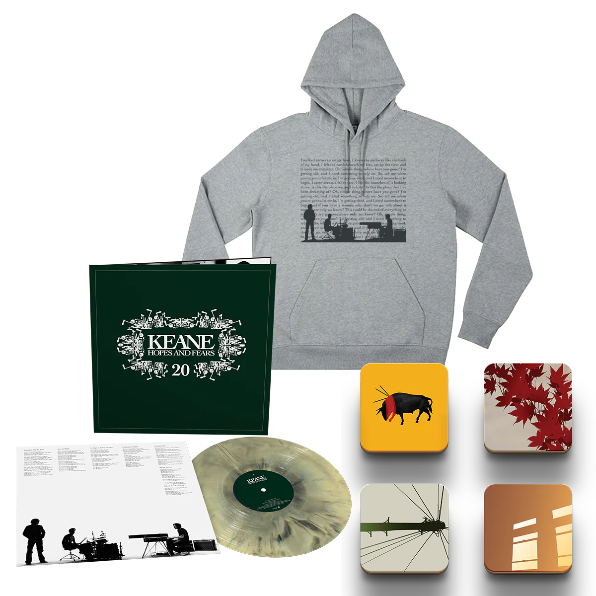 Hopes and Fears (20th Anniversary): Limited 'Galaxy Effect' Vinyl LP, Coaster Set + Somewhere Only We Know Lyric Hoodie