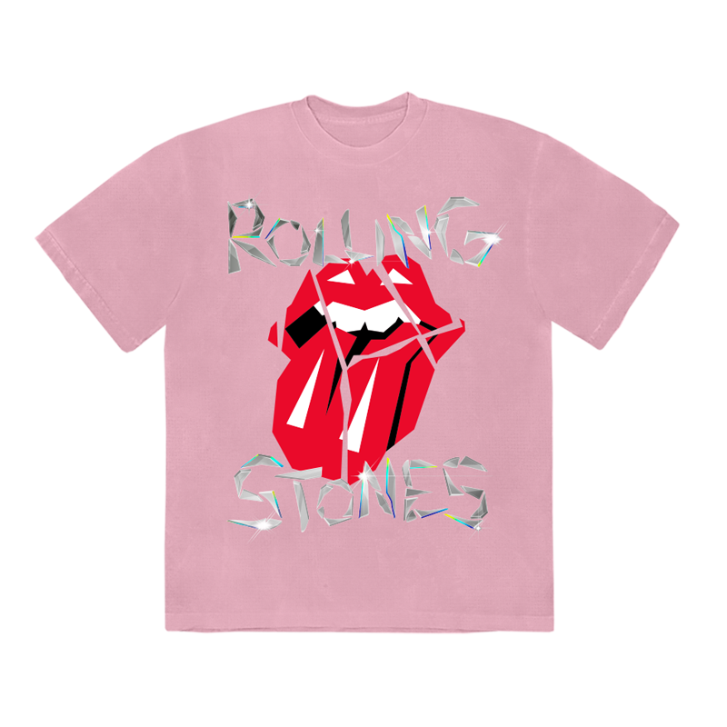 The Rolling Stones Diamond Tongue Pink Washed T Shirt Recordstore
