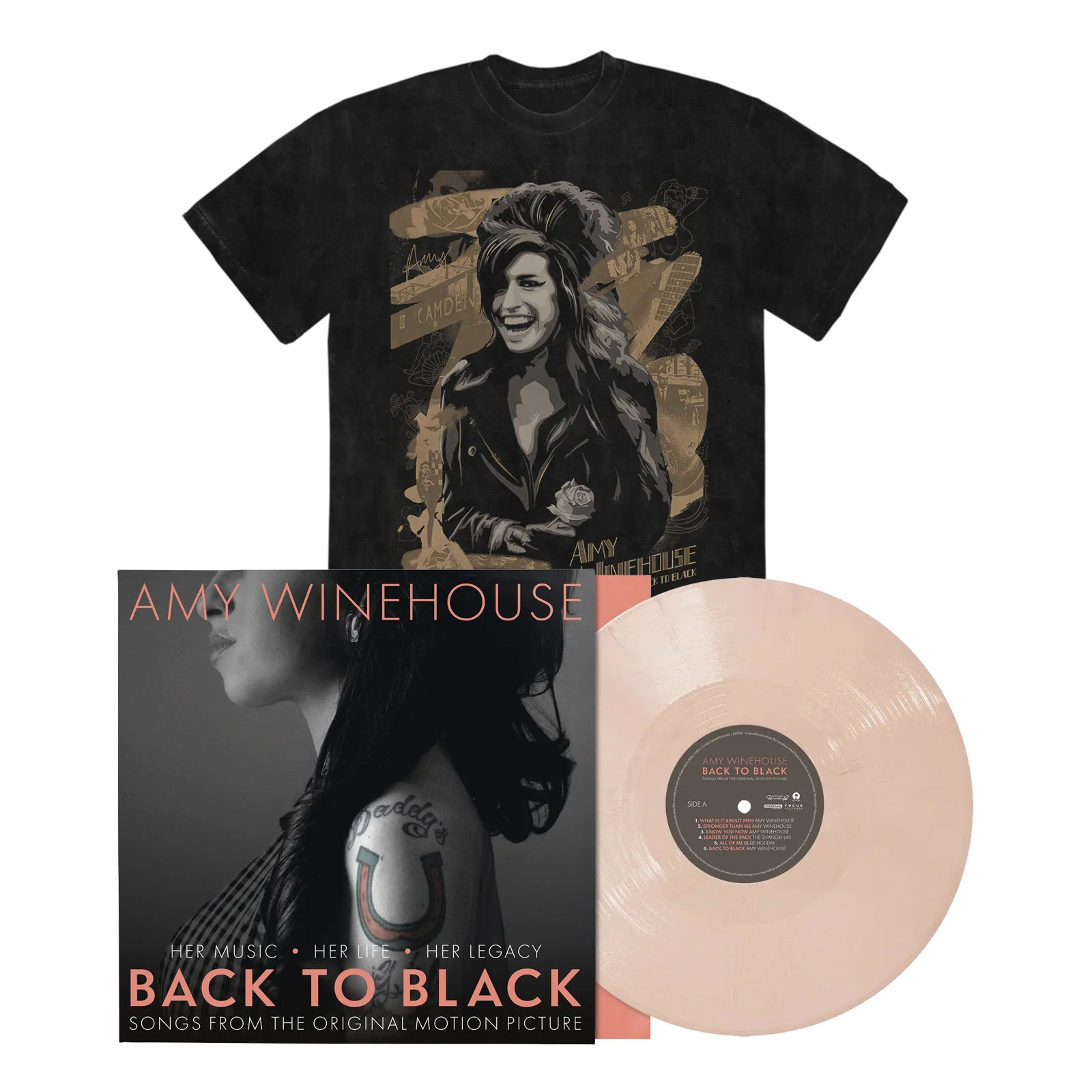 Back To Black - Songs From The Original Motion Picture: Exclusive Peach Vinyl LP + Portrait Washed T-Shirt