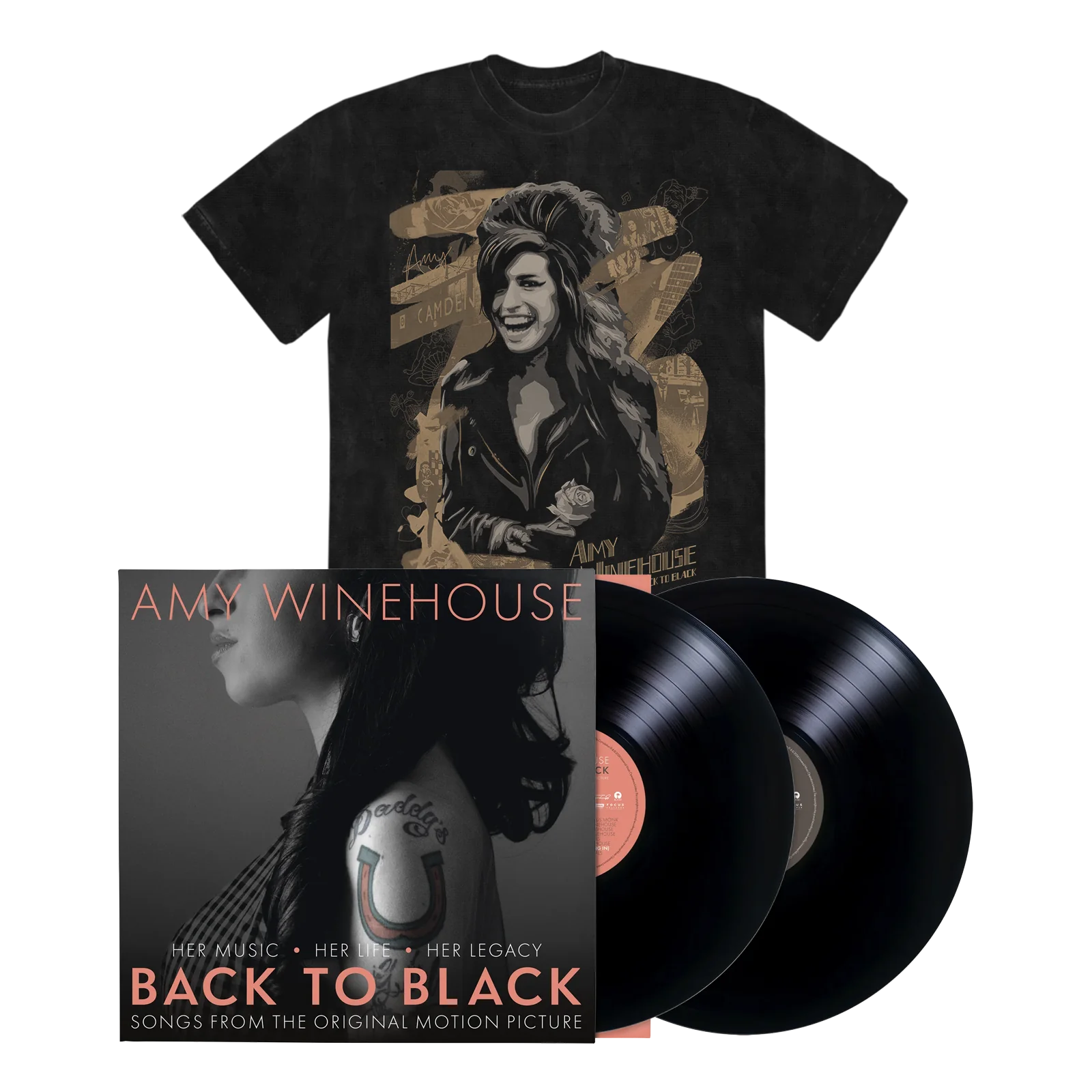 Back To Black - Songs From The Original Motion Picture: Vinyl 2LP + Portrait Washed T-Shirt
