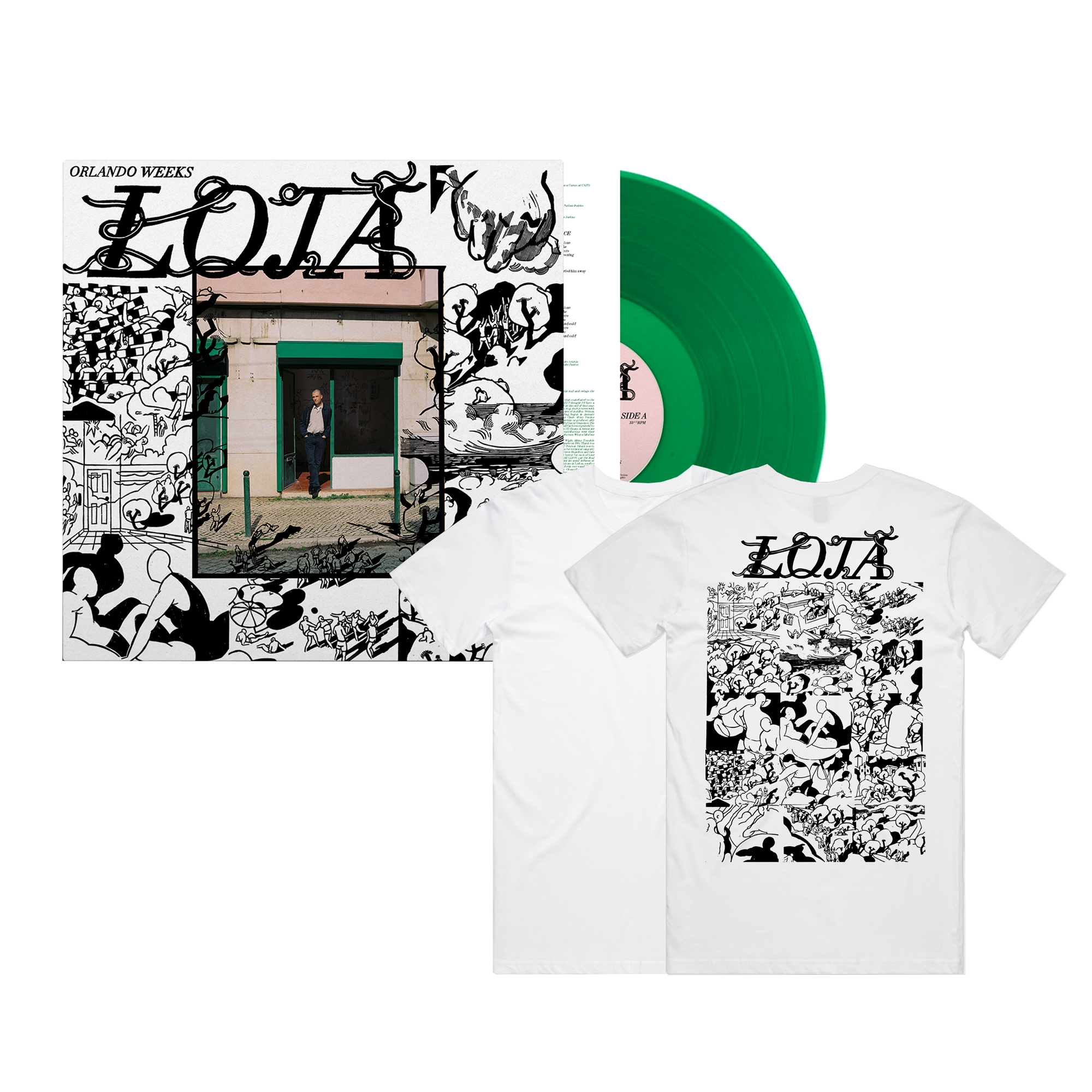 LOJA: Signed Transparent Green Vinyl LP + T-Shirt
