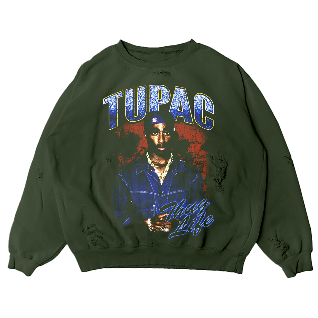 2Pac Thug Life Green Crewneck Recordstore