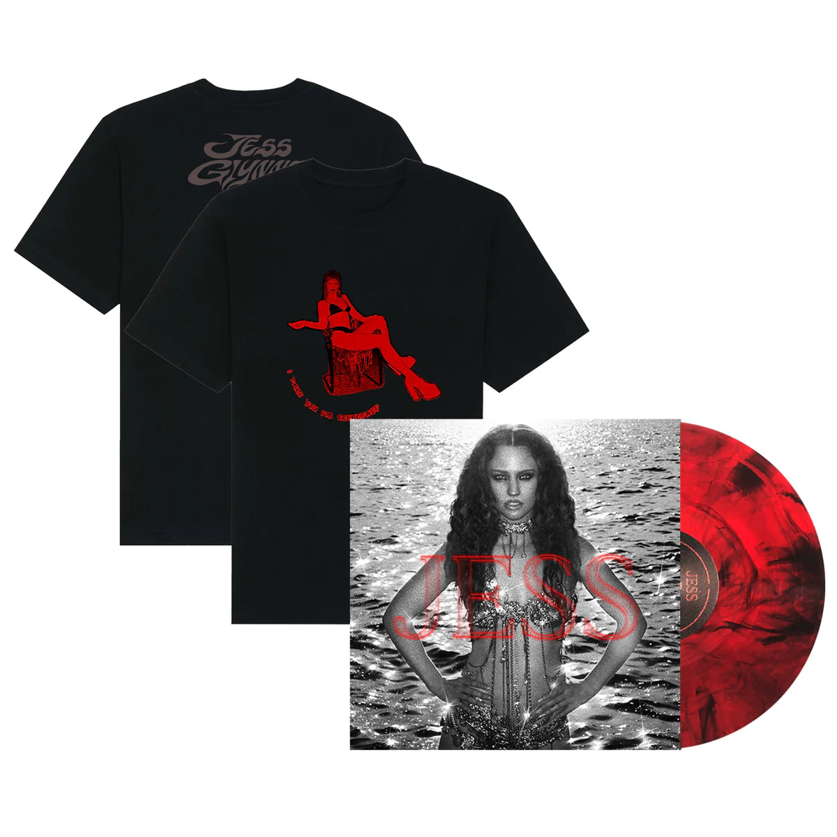 JESS: Signed Red & Black Marble Vinyl LP + T-Shirt