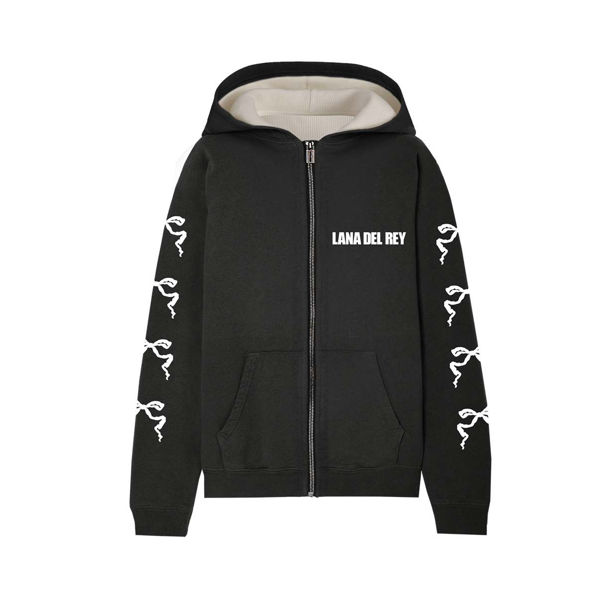 Lana Del Rey Black Zip up Hoodie with Ribbon sleeves Recordstore