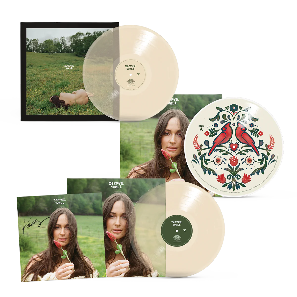Deeper Well: Cardinal' Picture Disc, Limited Transparent Cream (w/ Alt 'Nude' Sleeve), Standard Cream Vinyl LP + Signed Art Card