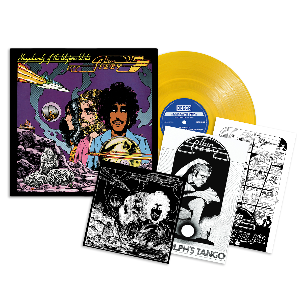 Vagabonds of the Western World: Limited Yellow Vinyl LP, Exclusive Artcard (Signed by Eric Bell) + Jim Fitzpatrick Poster Set