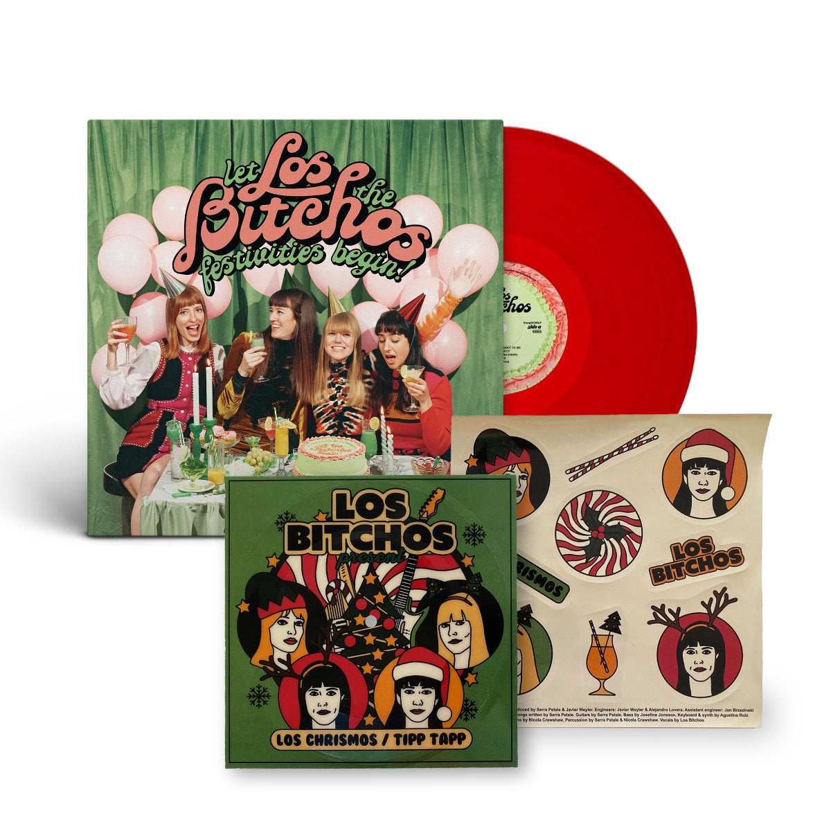 Los Bitchos - Let The Festivities Begin (Los Chrismos Edition): Red Vinyl LP w/ Bonus Flexi 7" + Sticker Pack
