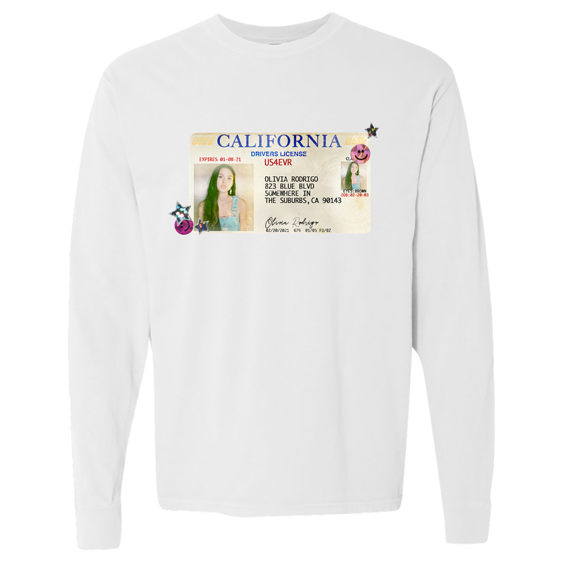 Olivia Rodrigo - Drivers Licence White Longsleeve