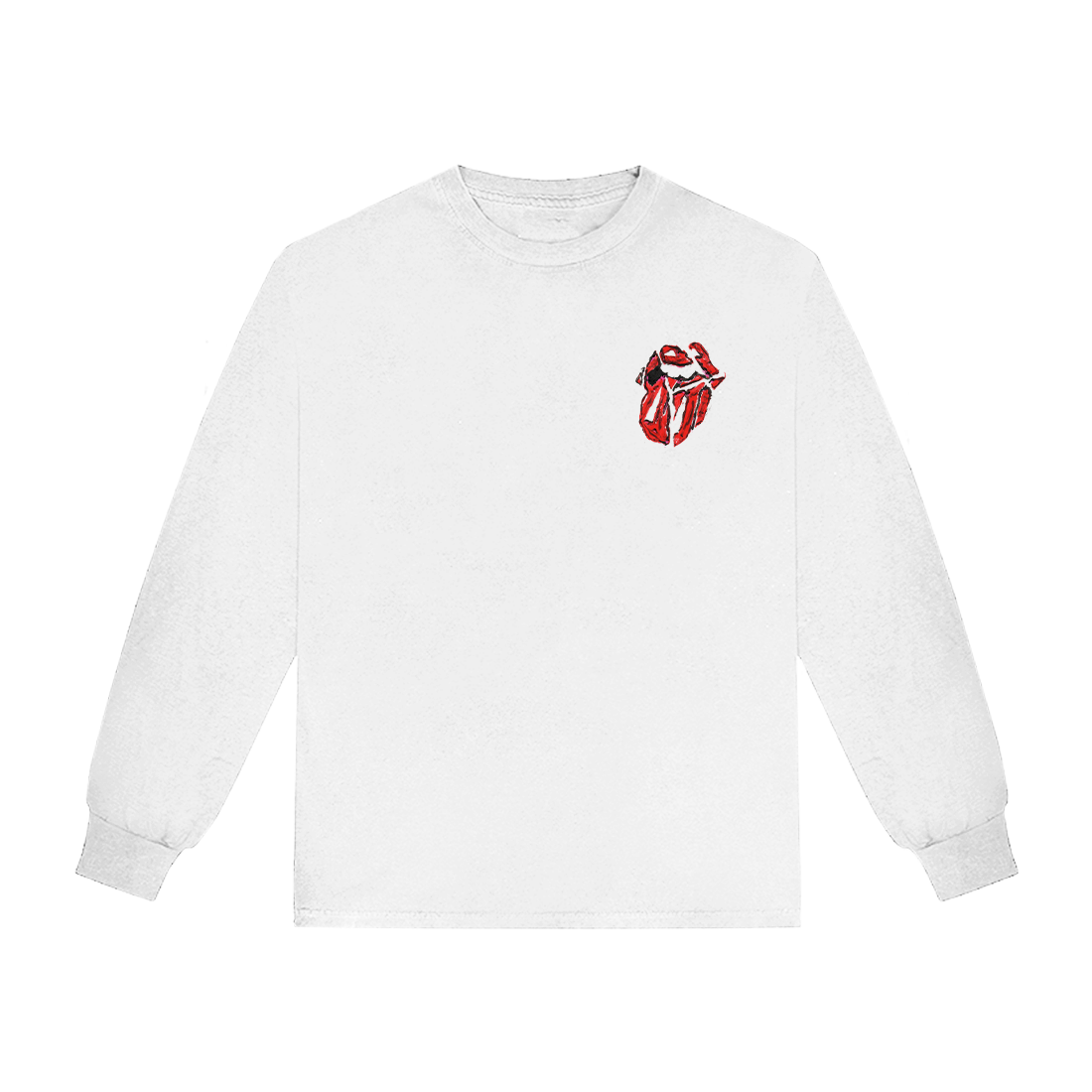 The Rolling Stones - Painted Diamond Tongue White Long Sleeve Shirt