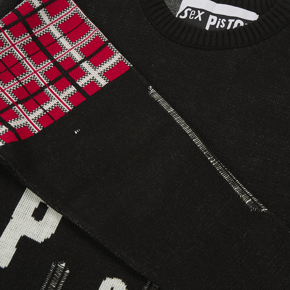 Sex Pistols - Distressed Black & Tartan Crewneck