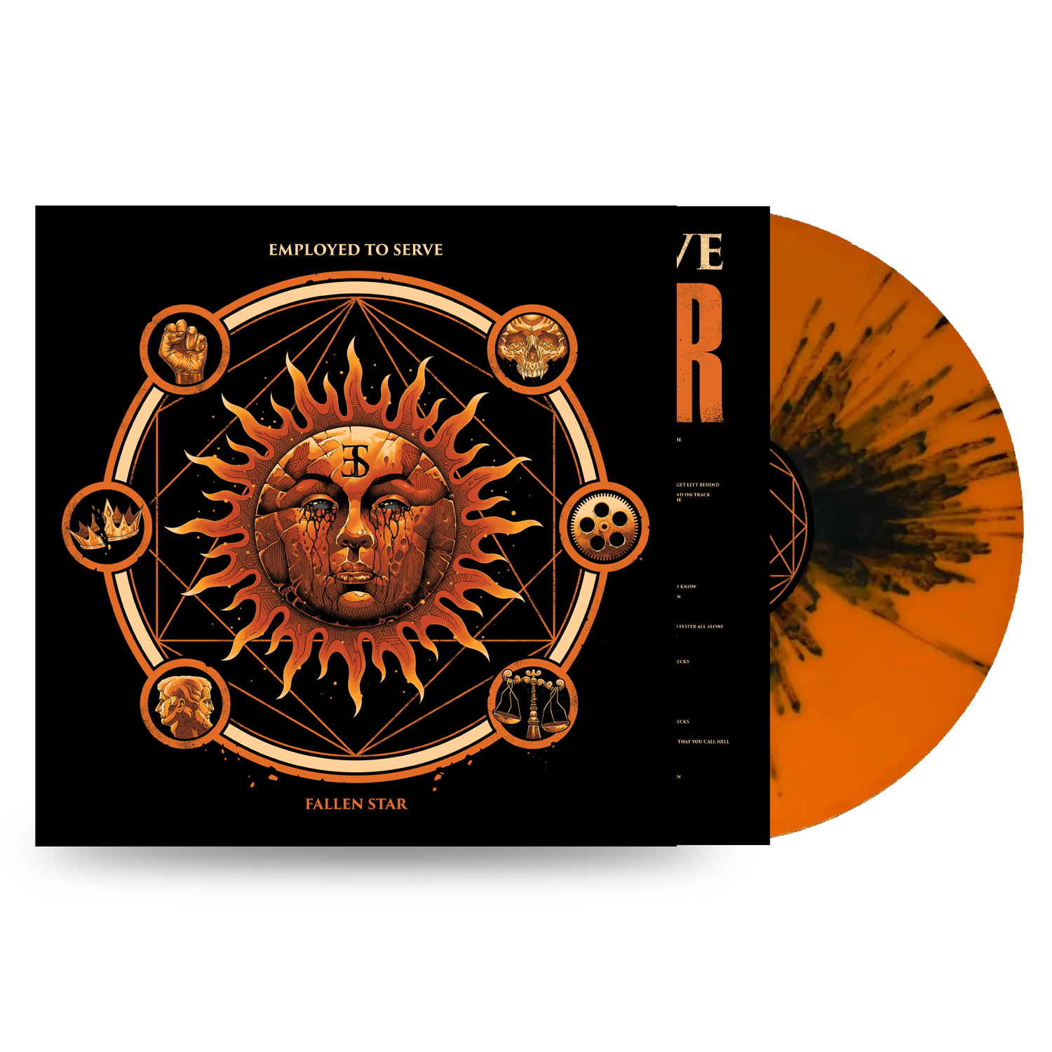 Employed To Serve - Fallen Star: Orange Base with Black Splatter Vinyl LP