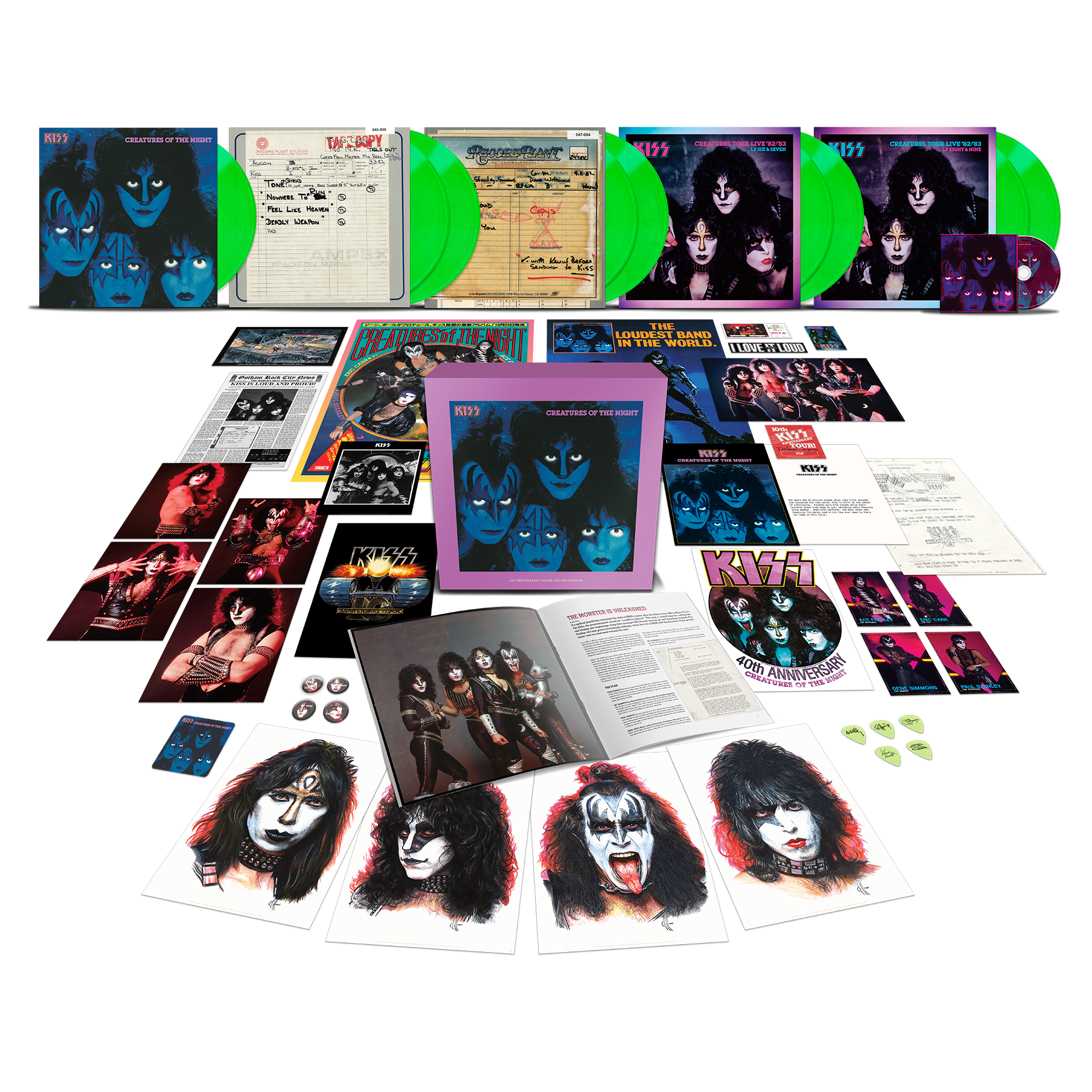 Kiss - Creatures Of The Night: 40th Anniversary Exclusive 9LP Glow In The Dark Vinyl Super Deluxe Box Set