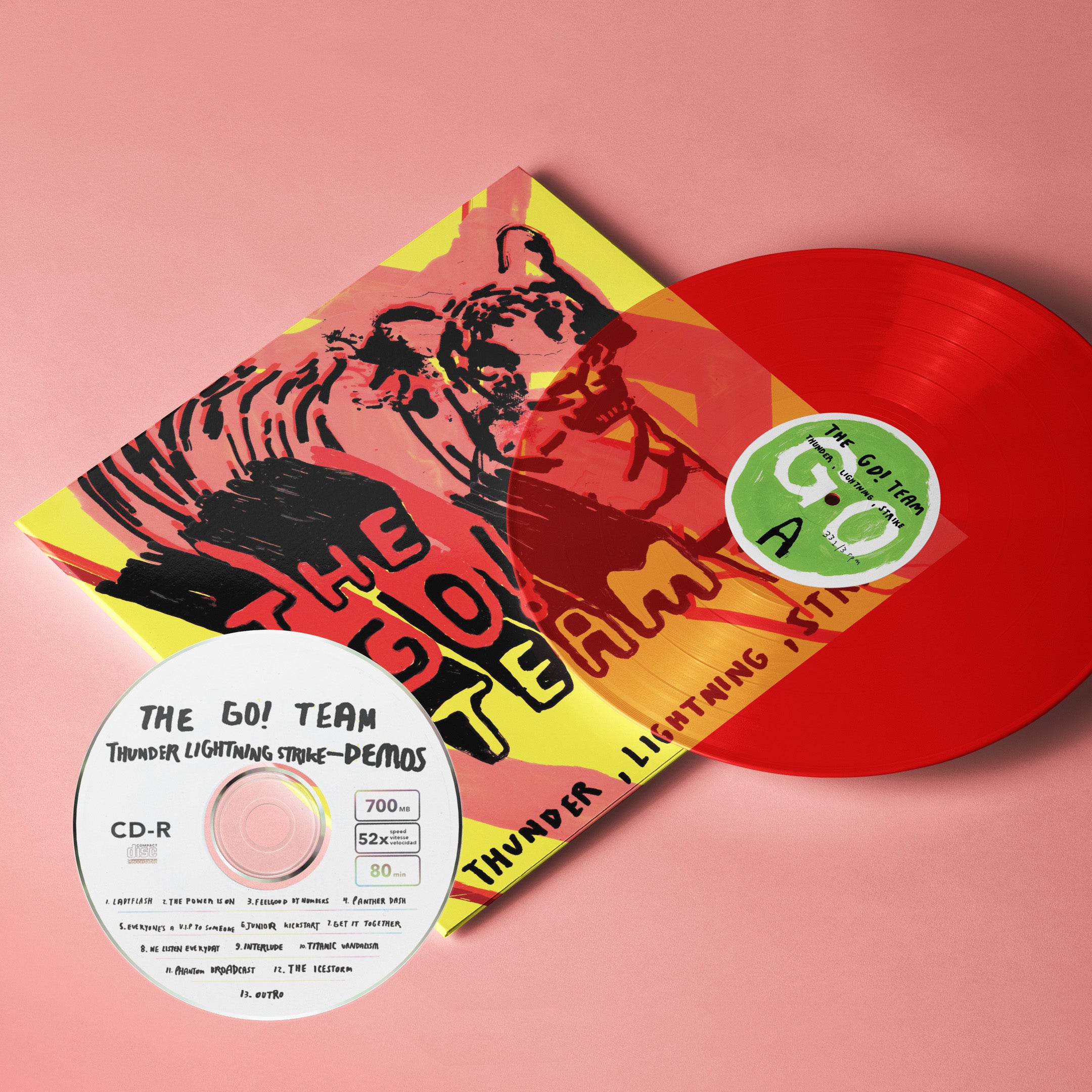 The Go! Team - Thunder, Lightning, Strike (20 Year Anniversary): Translucent Red Vinyl LP (w/ Demo CD)