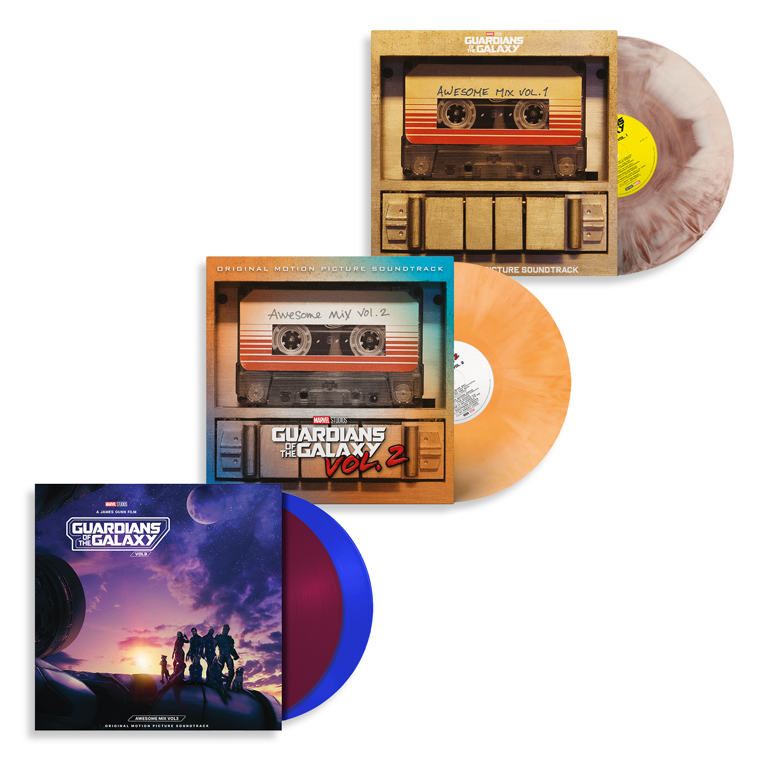 Guardians Of The Galaxy - Awesome Mix Vol. 1+2+3: Limited Colour Vinyl Set