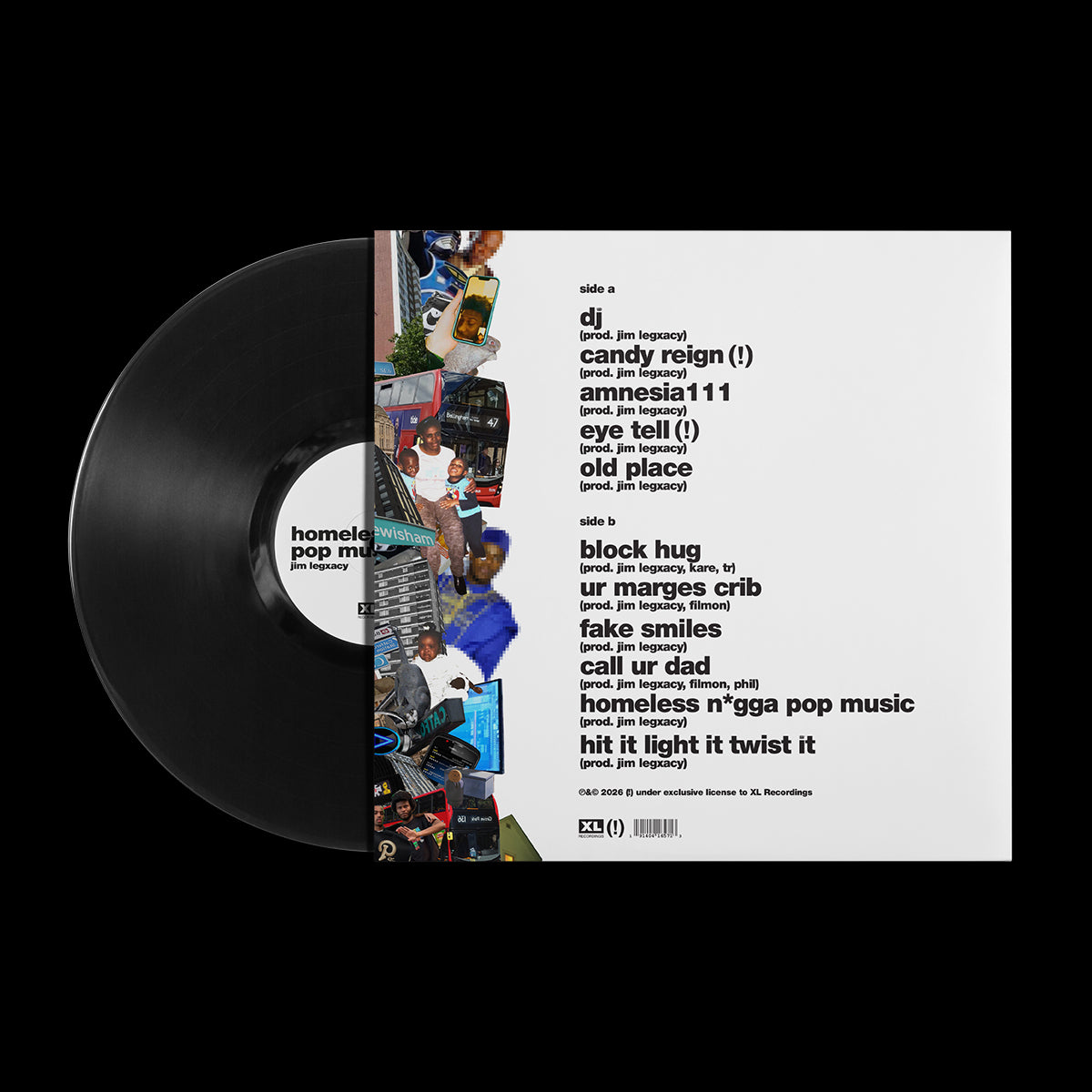 Jim Legxacy - homeless n*gga pop music: Black Vinyl LP