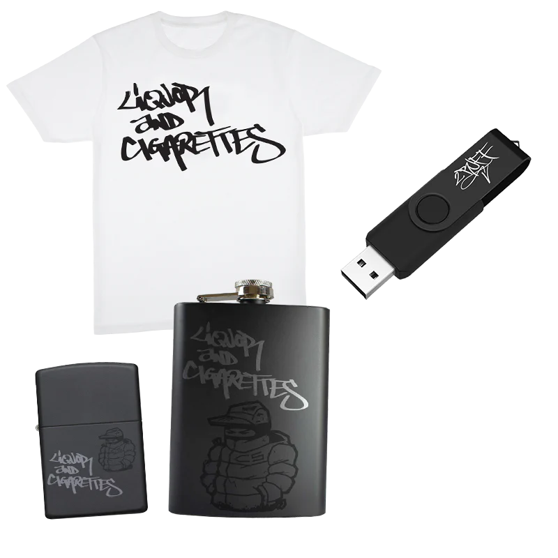 2 Ruff, Vol. 1: USB, Hip Flask, Lighter + Liquor and Cigarettes T-Shirt