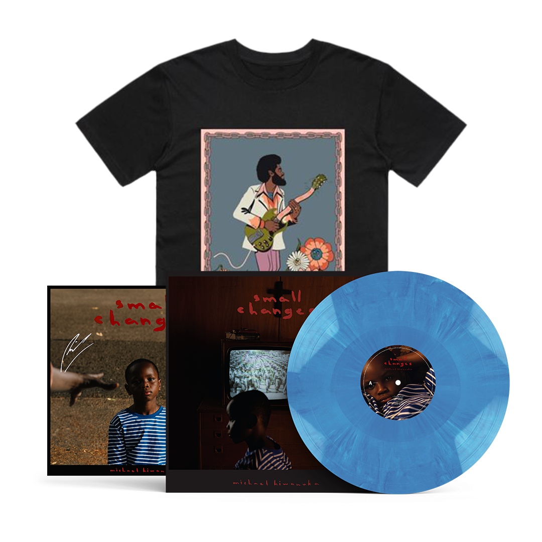 Small Changes: Limited Blue Marble Vinyl LP, 'Black Cartoon' T-Shirt + Signed Art Card