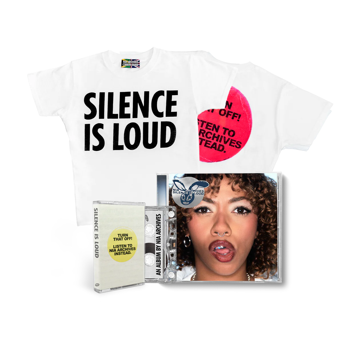 Silence Is Loud: CD, Corbin Shaw Cassette, Corbin Shaw T-Shirt + Signed 4" Art Card