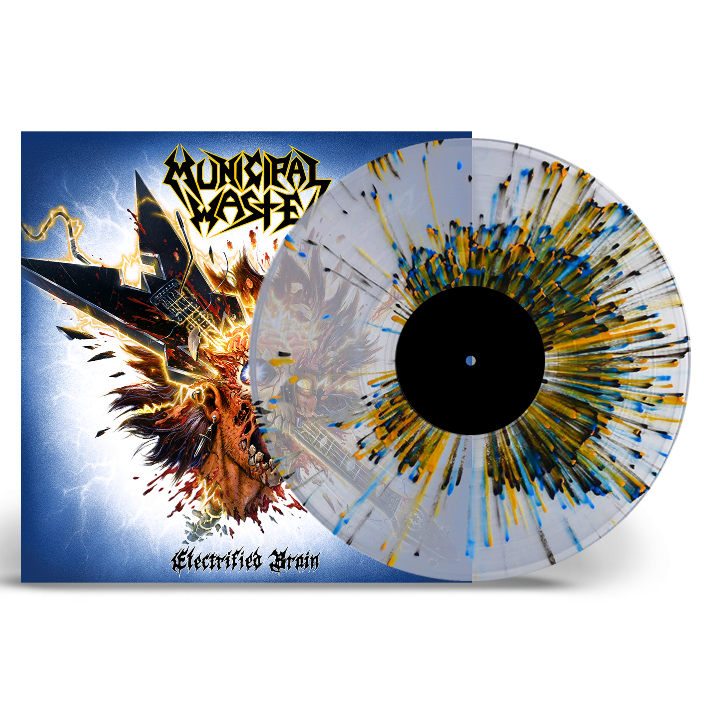 Municipal Waste - Electrified Brain: Transparent Blue/Yellow/Black Splatter Vinyl LP