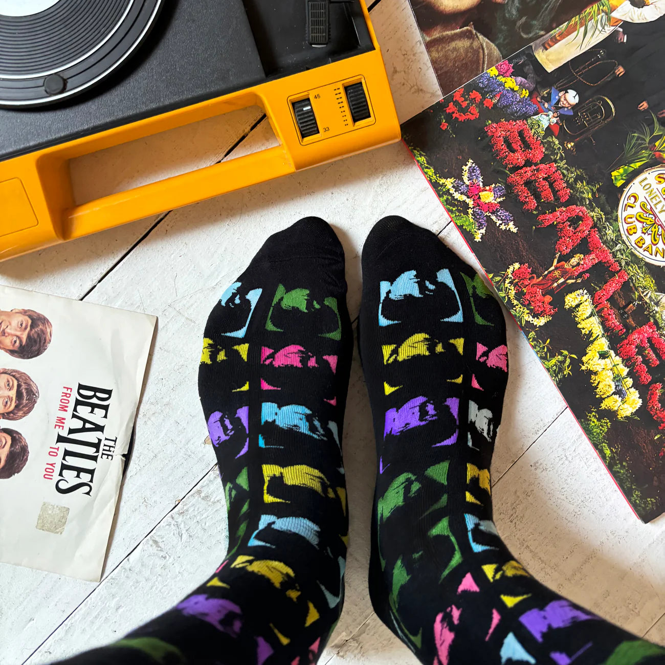 The Beatles - The Beatles Neon Faces Black Socks