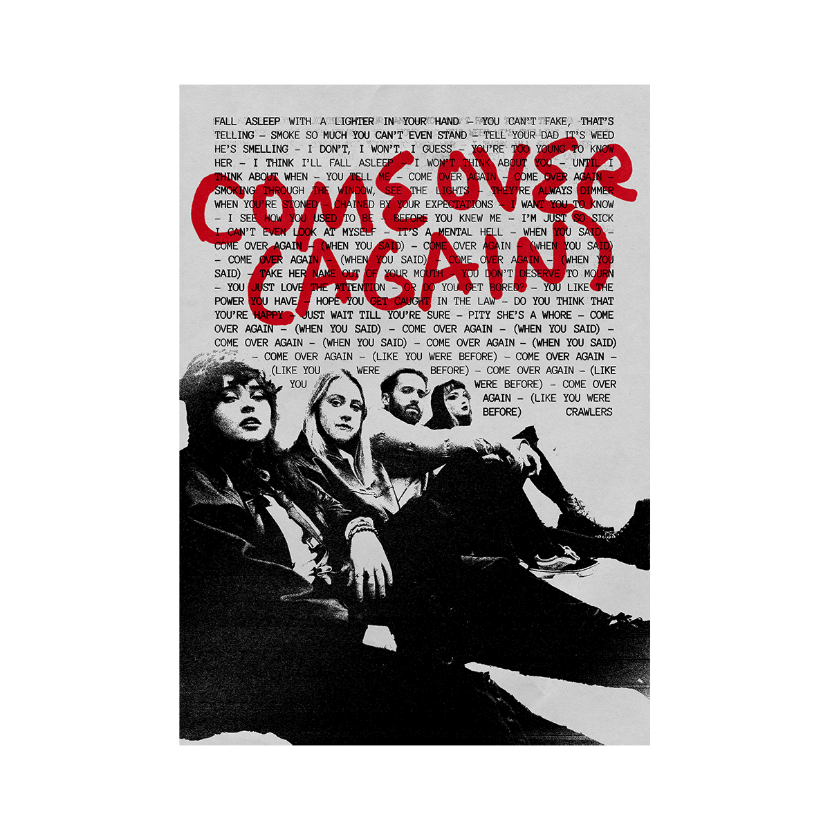 Crawlers - Come Over (Again) A4 Lyric Sheet