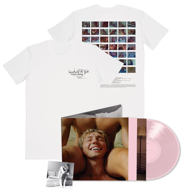 Something To Give Each Other: Exclusive Pink Vinyl LP, T-Shirt + Signed Post Card Bundle