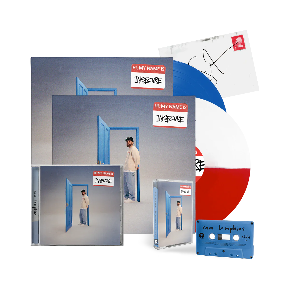 hi, my name is insecure: Limited Red/White LP, Light Blue LP, CD, Cassette + Signed Art Card