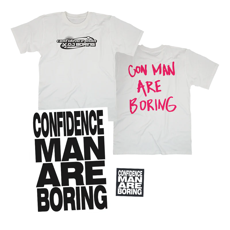 'Con Man Are Boring': T-Shirt, Poster + Sticker