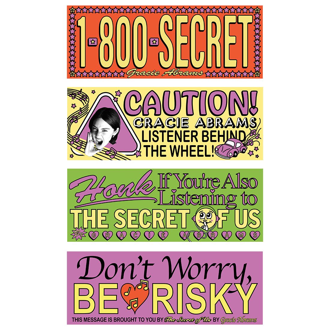 Gracie Abrams - The Secret of Us Bumper Sticker Set-of-4