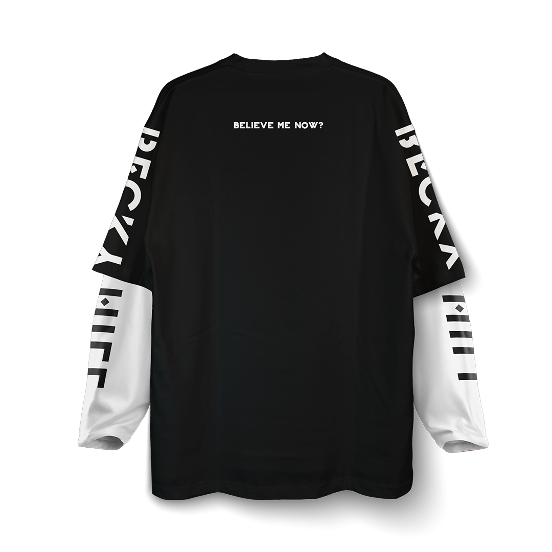 Becky Hill - Believe Me Now Oversized T-Shirt in Black with White Insert