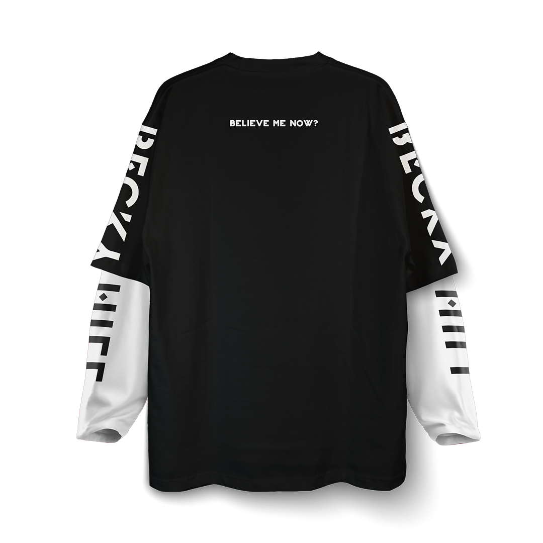 Becky Hill - Believe Me Now Oversized T-Shirt in Black with White ...