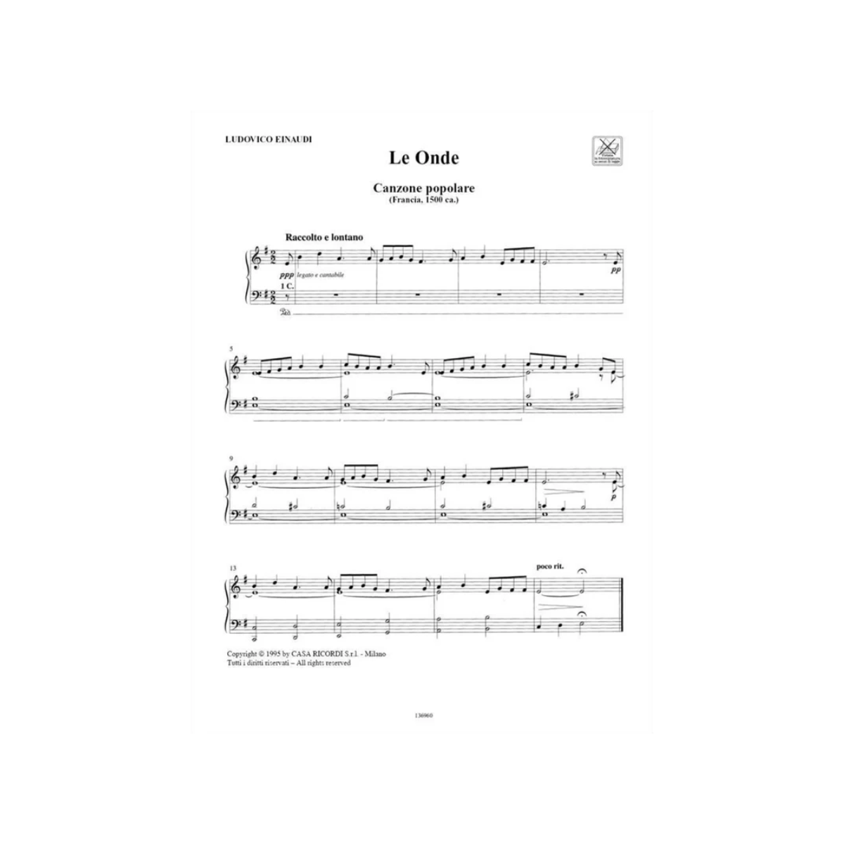 Ludovico Einaudi - Le Onde Sheet Music