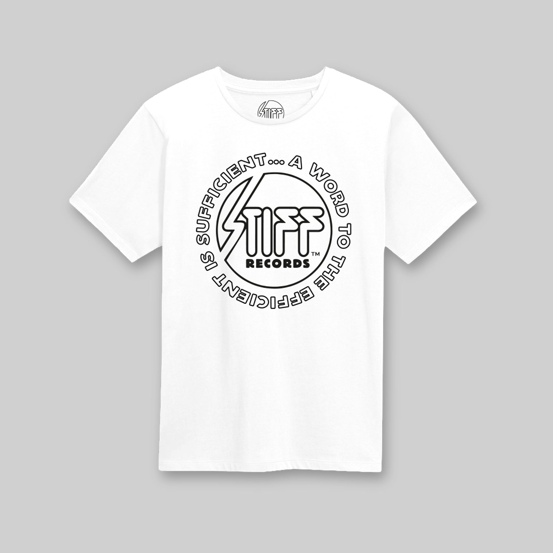 Stiff Records - White & Black 'A Word To The Efficient' Print T-shIrt