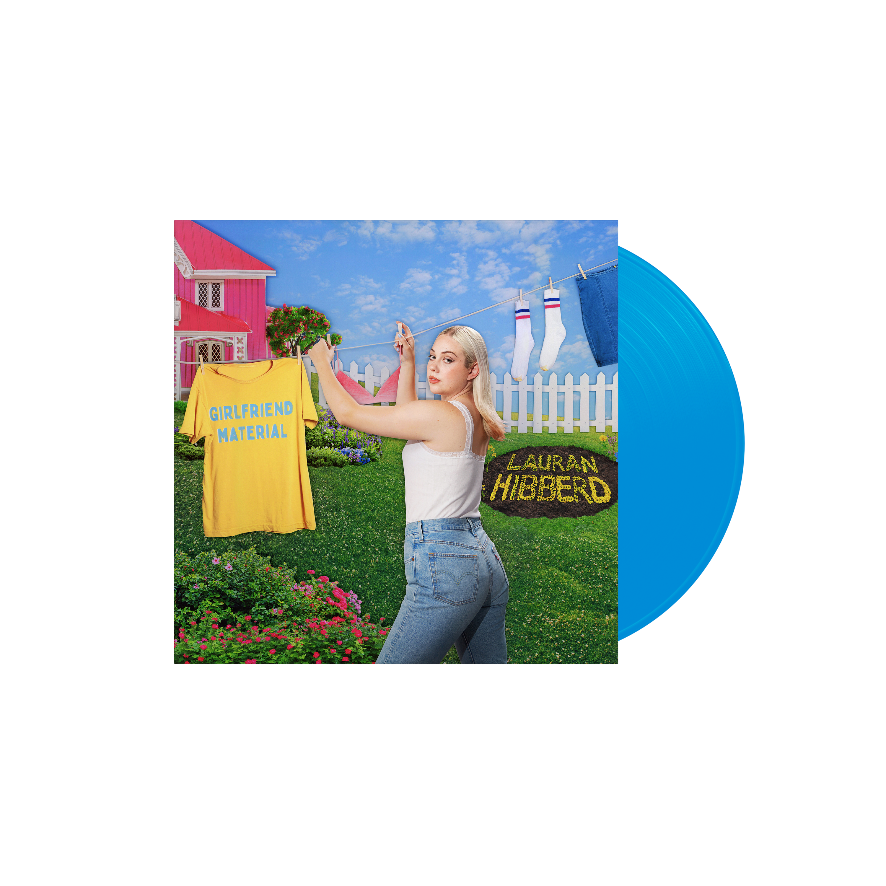 girlfriend material: Sky Blue Vinyl LP, T-Shirt + Signed Print