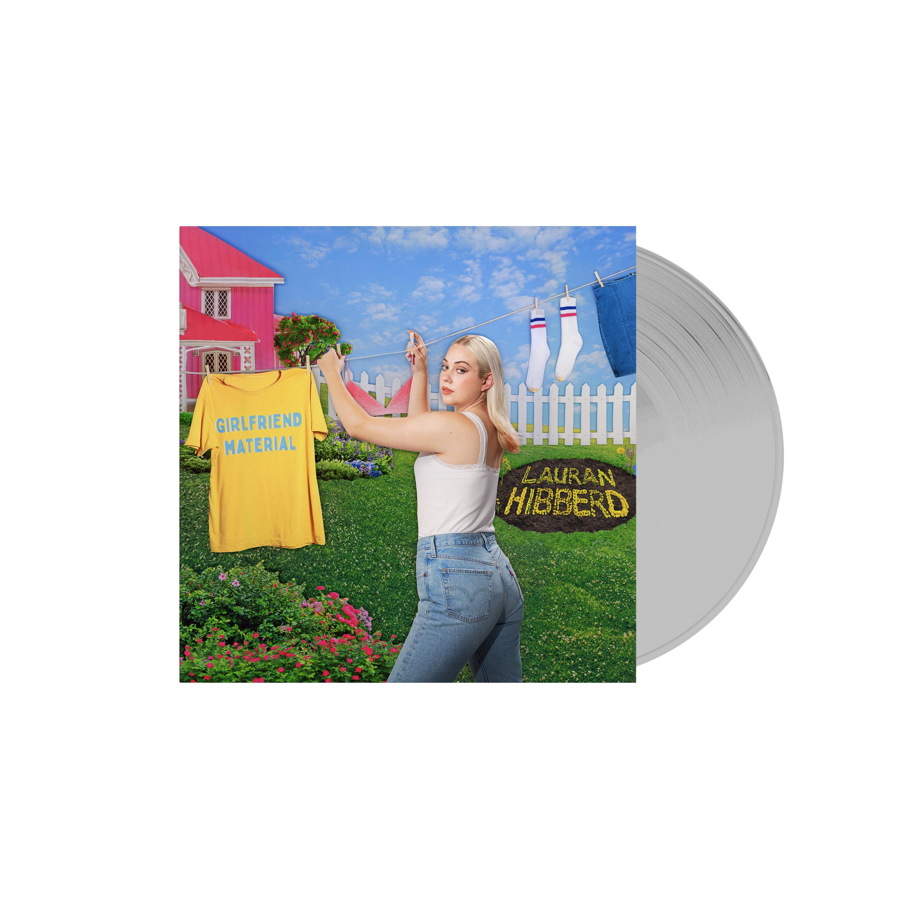 girlfriend material: Clear Vinyl LP, T-Shirt + Signed Print