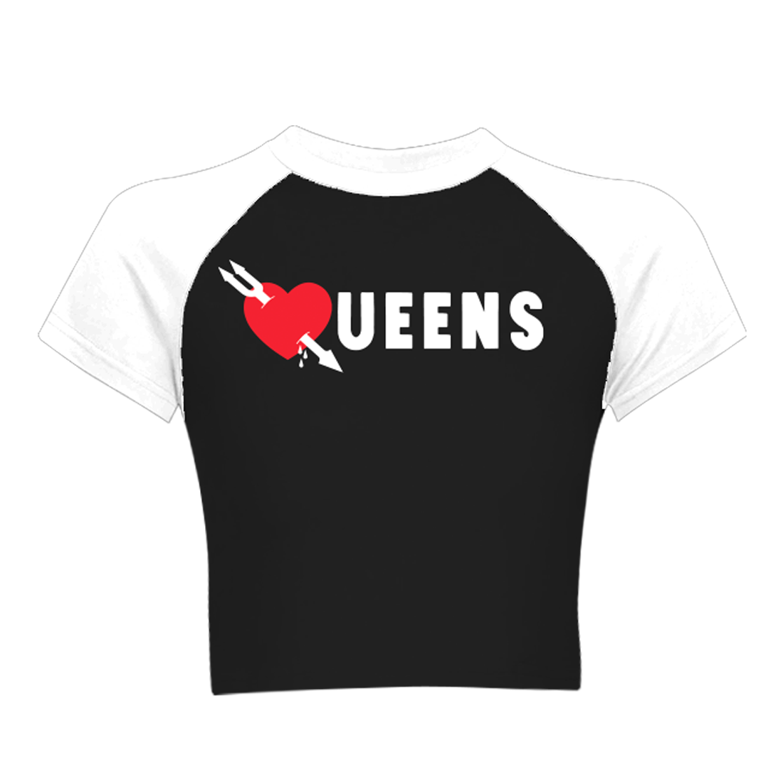 Queens Of The Stone Age - Heart Raglan Crop T-Shirt