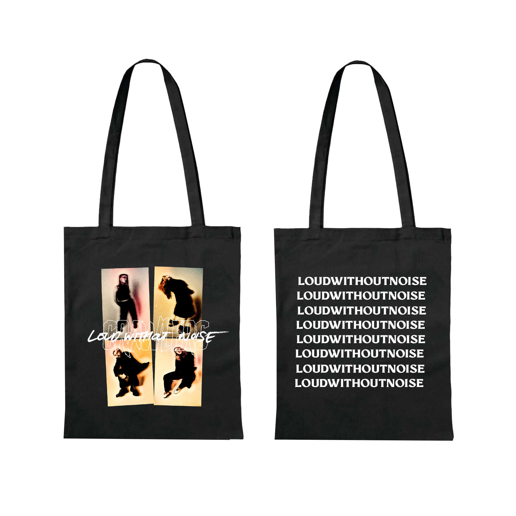 Crawlers - Black ‘loud without noise’ graphic print tote bag
